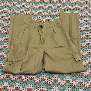 Khaki Linen Cargo Pants